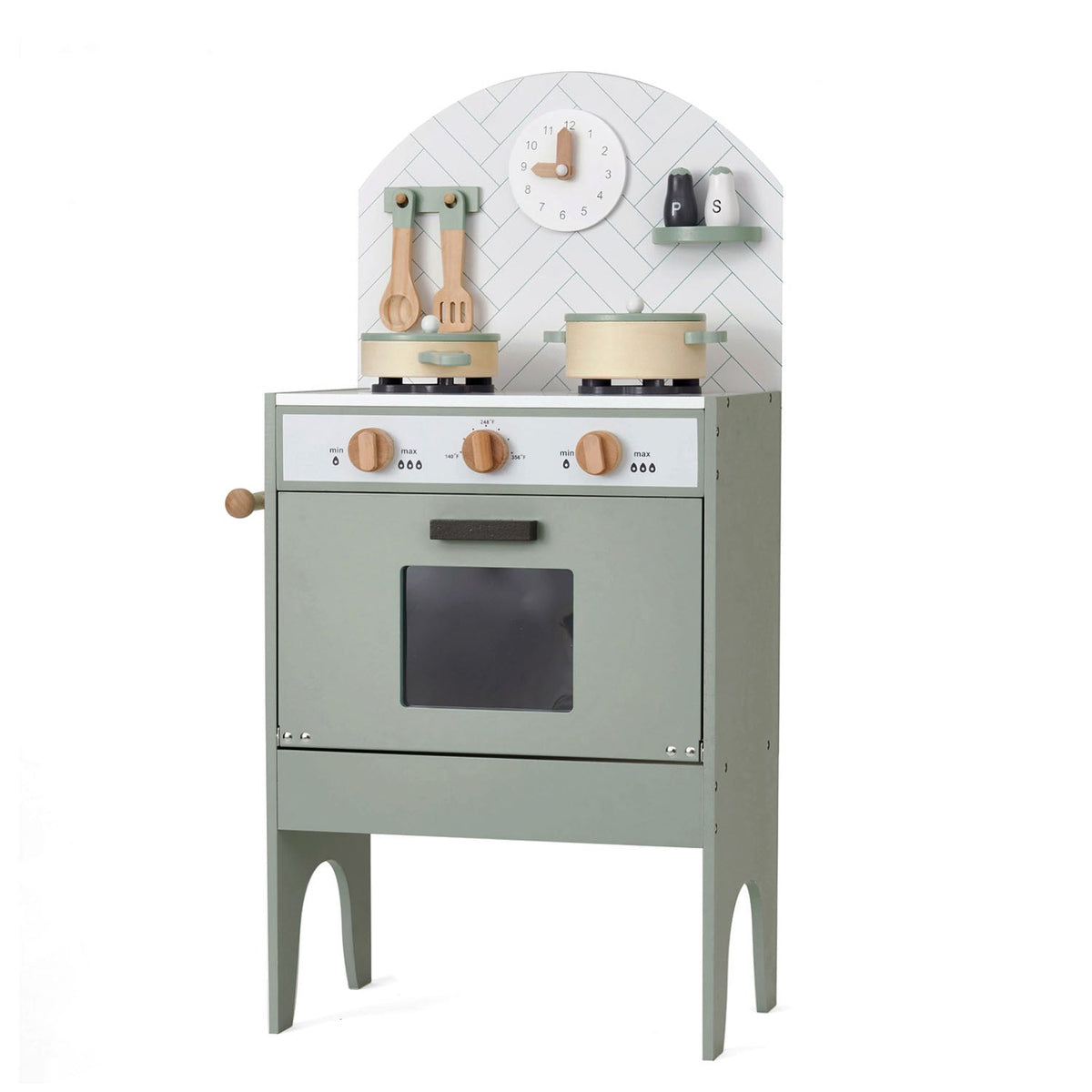 Hooga Wooden Play Kitchen with 6 Utensils