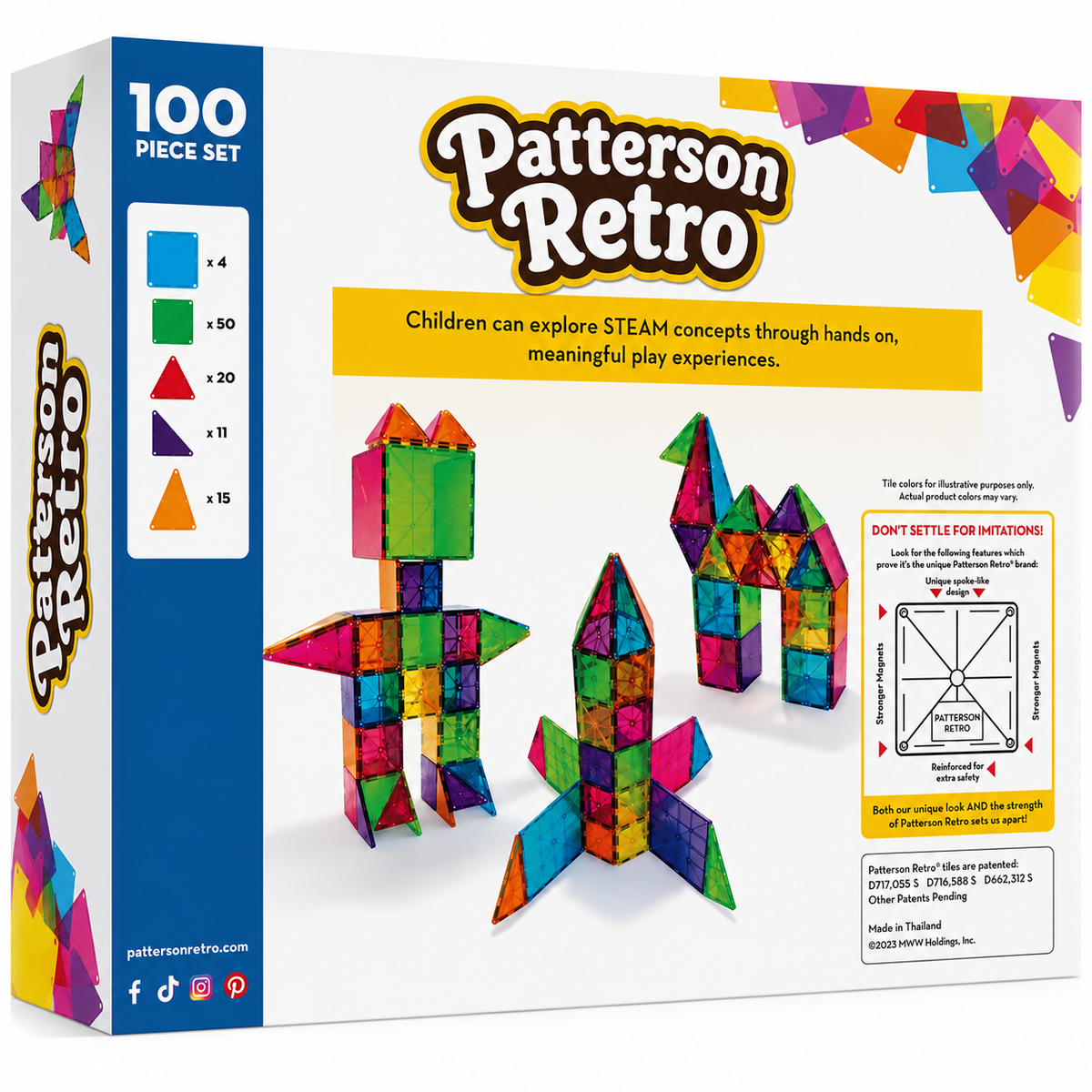 Patterson Retro Magnetic Building Tiles 100 Piece Set