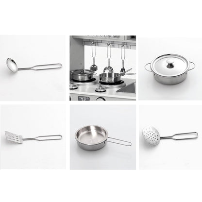 Deluxe Wooden Toy Kitchen Set with Utensils - Grey