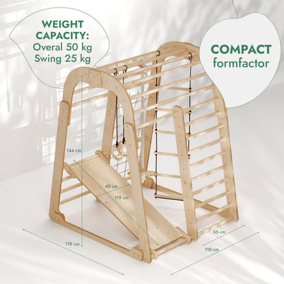6in1 Indoor Wooden Playground for Children – Playground + Swings Set + Slide Board
