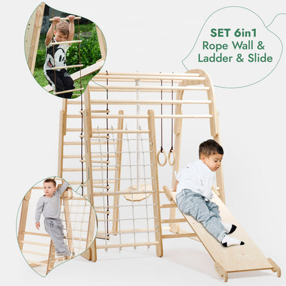 6in1 Indoor Wooden Playground for Children – Playground + Swings Set + Slide Board