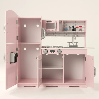 Kidoz Deluxe Wooden Play Kitchen with Accessories – Pink