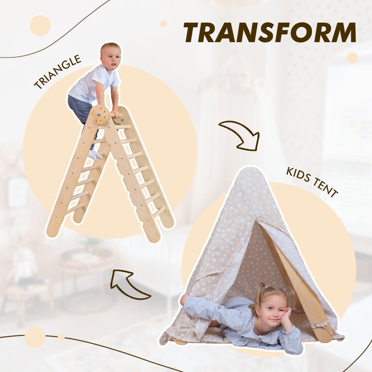 Play Tent Cover with Mat for Triangle Ladder